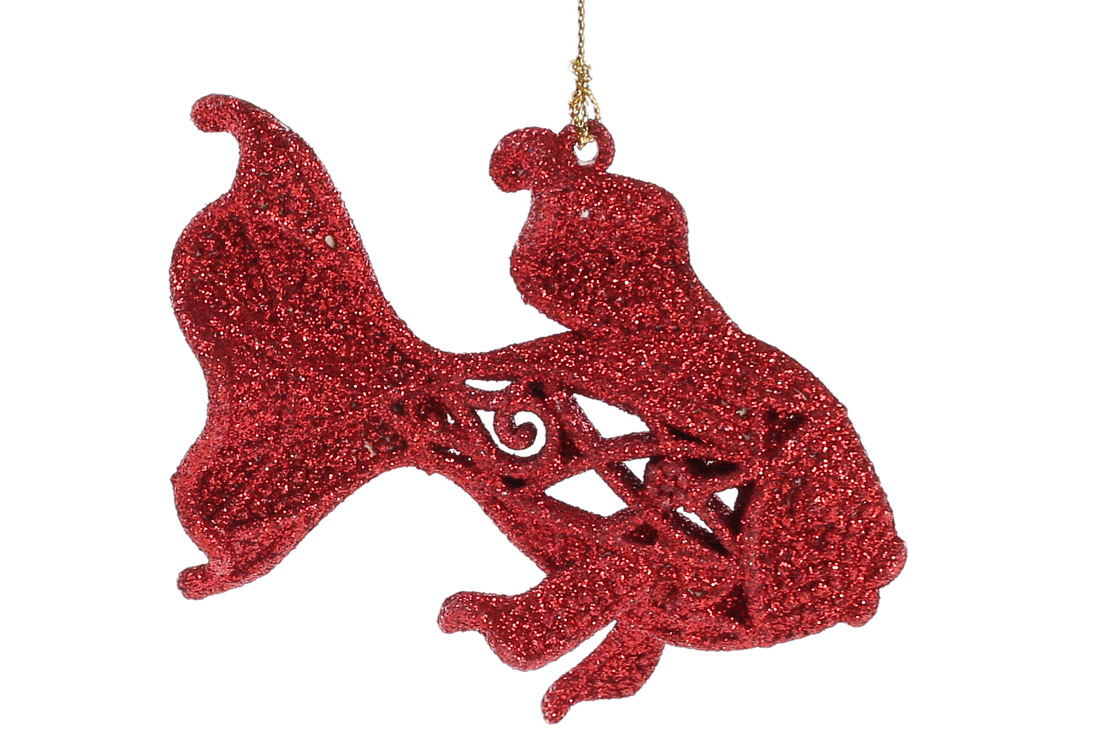 Ялинкова прикраса Рибка 10*9см, колір - червоний