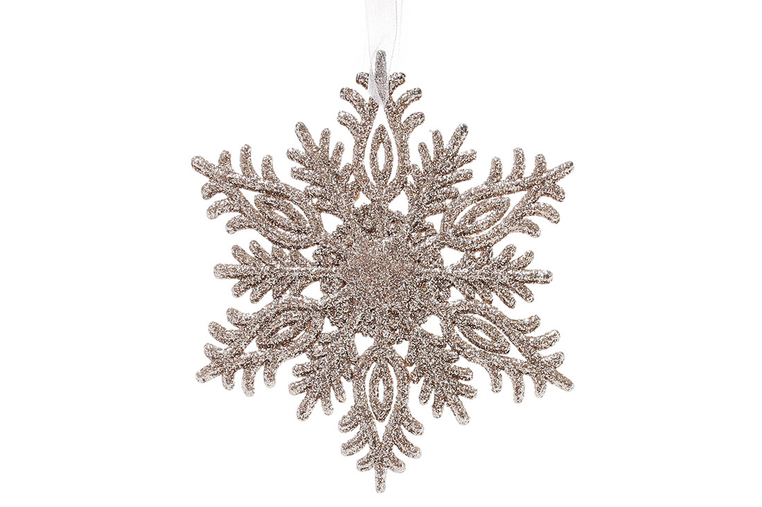 Ялинкова прикраса Сніжинка 12см, колір - шампань