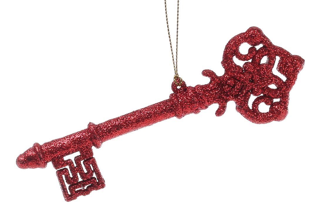 Ялинкова прикраса Ключик 14см, колір - червоний