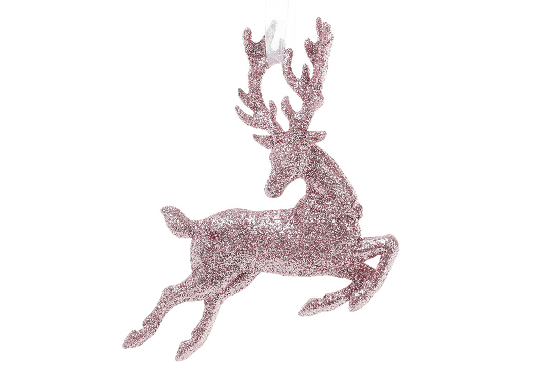 Ялинкова прикраса Олень 13см, колір - світло-рожевий