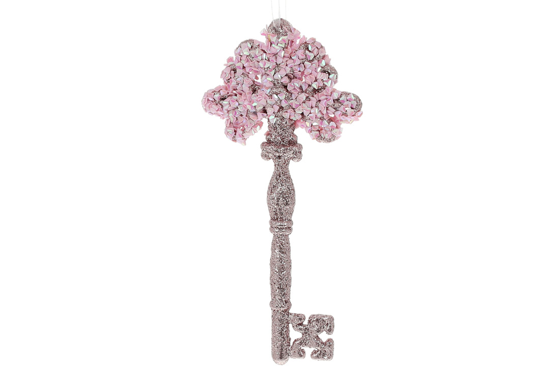 Ялинкова прикраса Ключ 15.5см, колір - рожевий