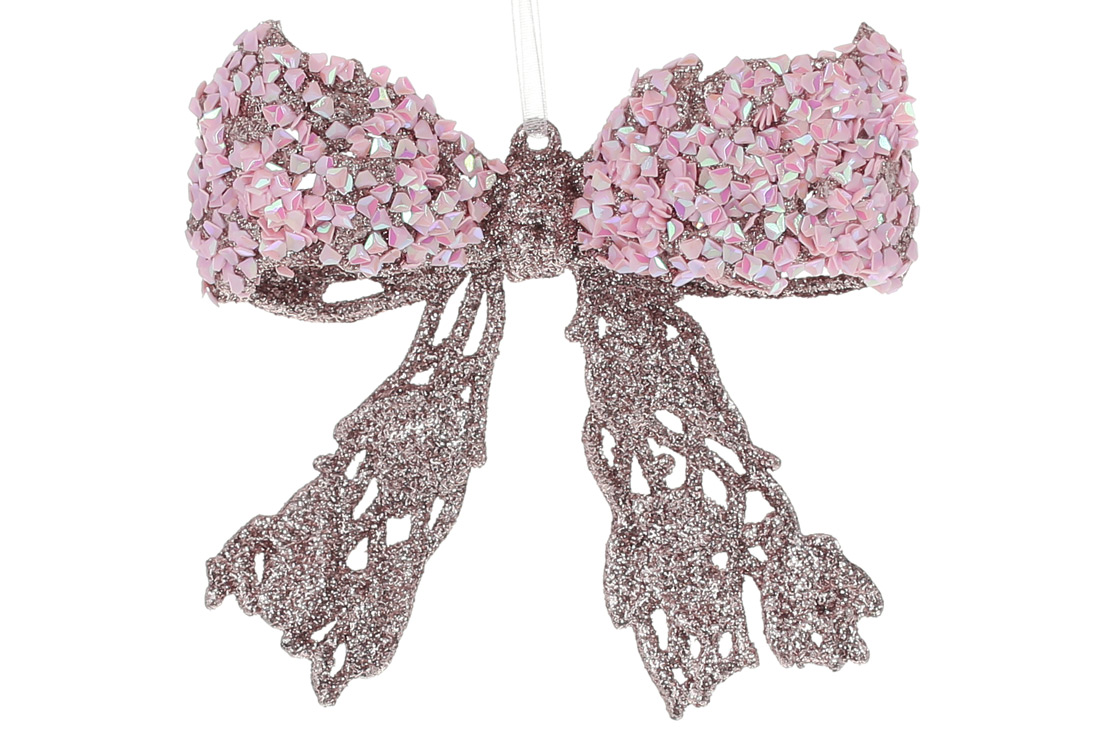 Ялинкова прикраса Бант 10см, колір - рожевий