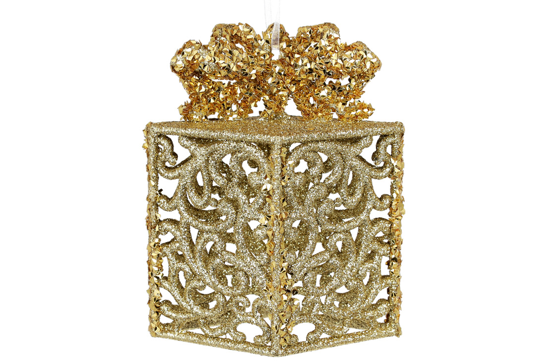 Ялинкова прикраса Подарунок 13см, колір - золото