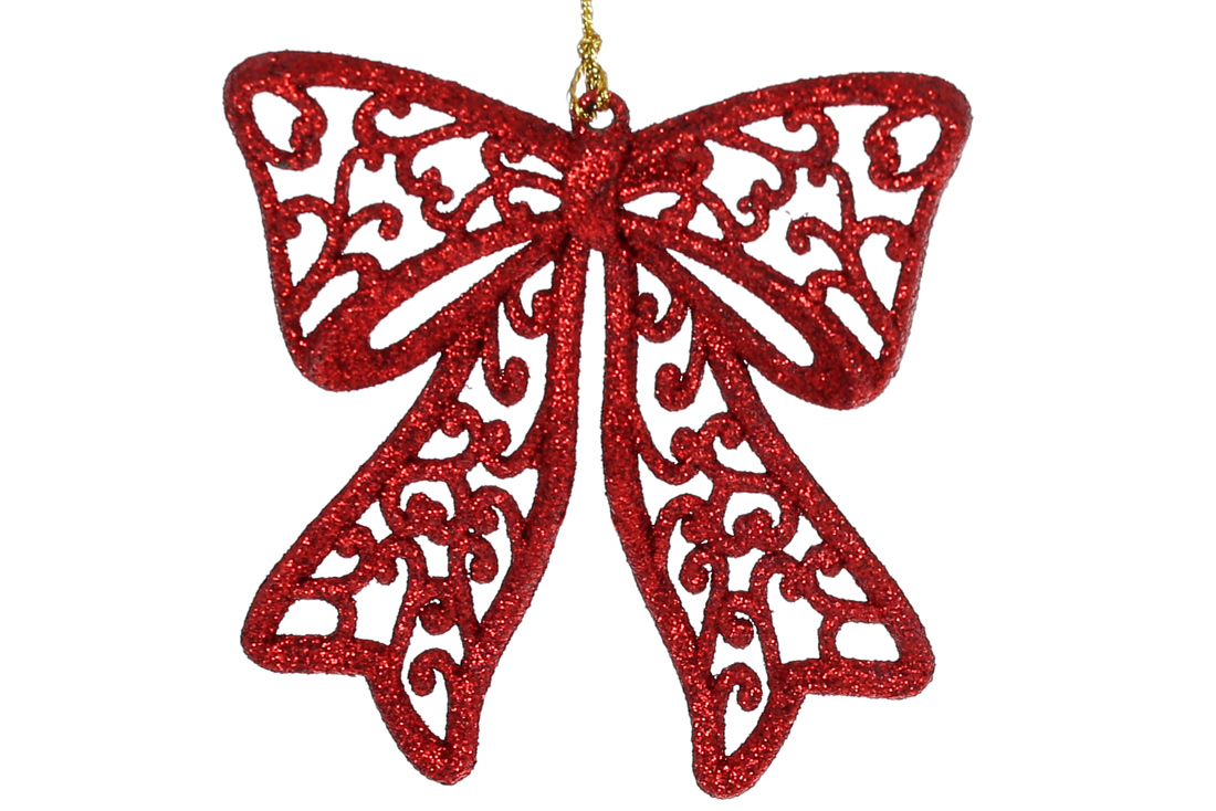 Ялинкова прикраса Бант 9см, колір - червоний