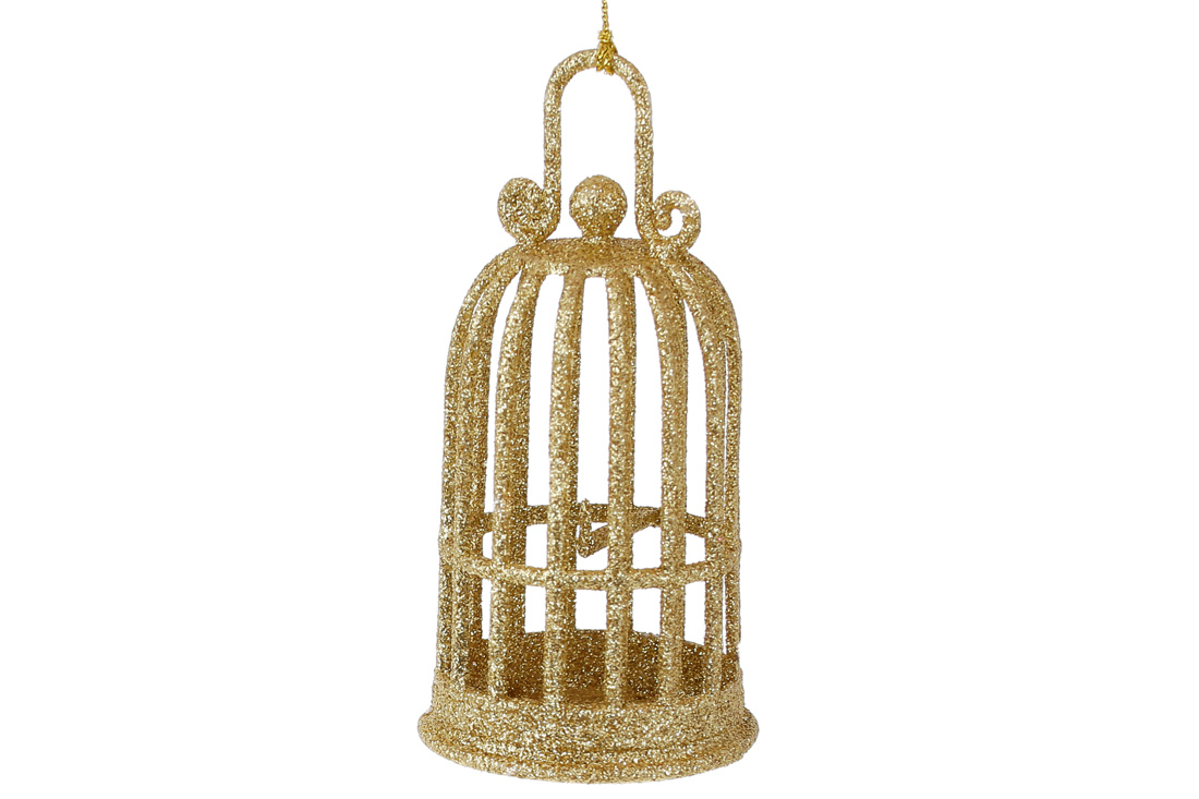 Ялинкова прикраса Клітка 17см, колір - золото