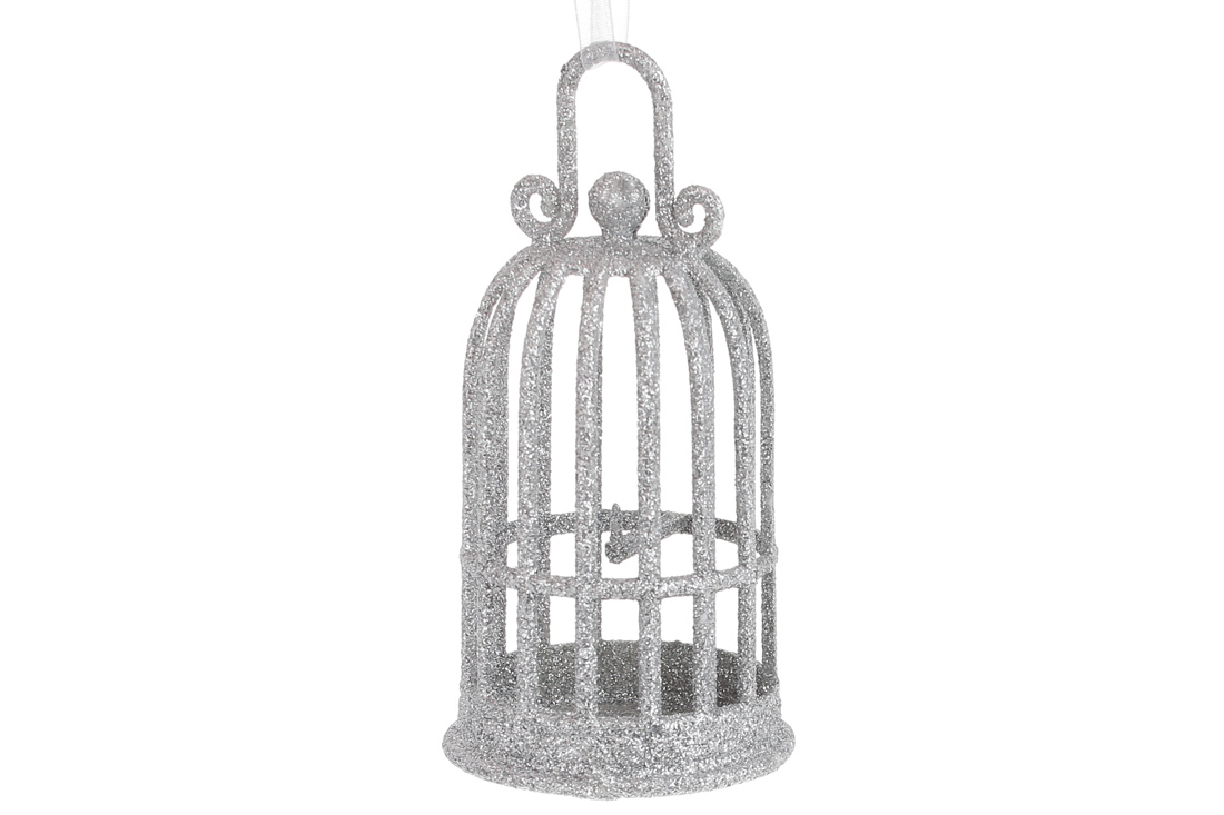 Ялинкова прикраса Клітка 17см, колір - срібло