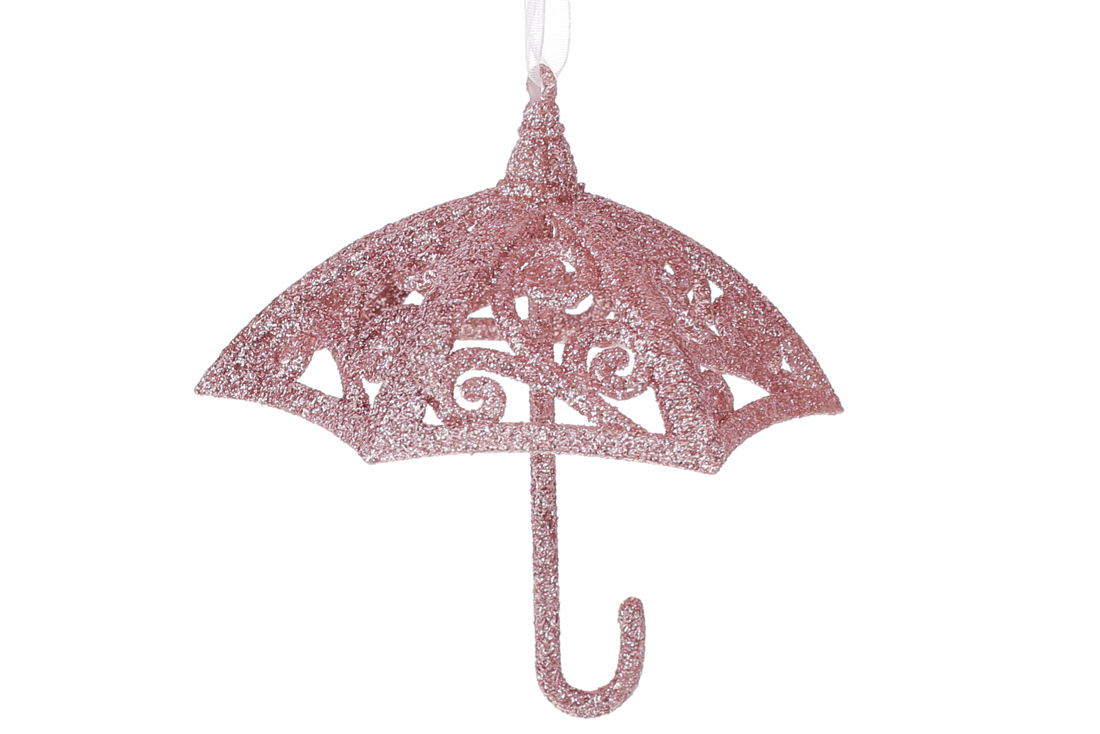Ялинкова прикраса Ажурна парасолька 11см, колір - рожевий