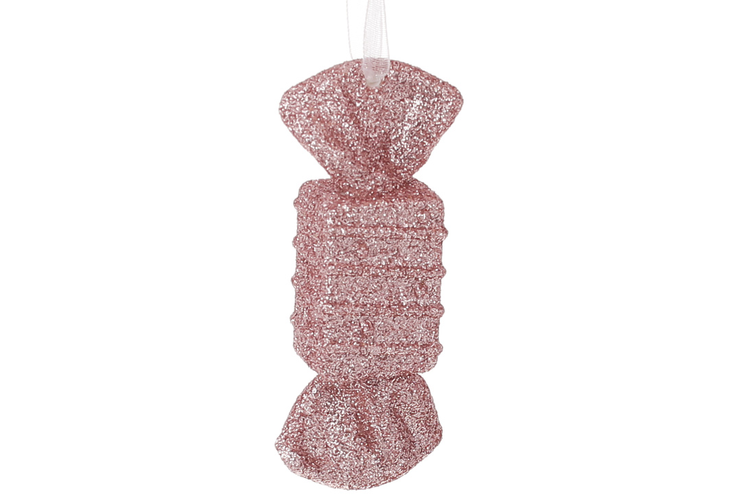 Ялинкова прикраса Цукерка 9см, колір - рожевий