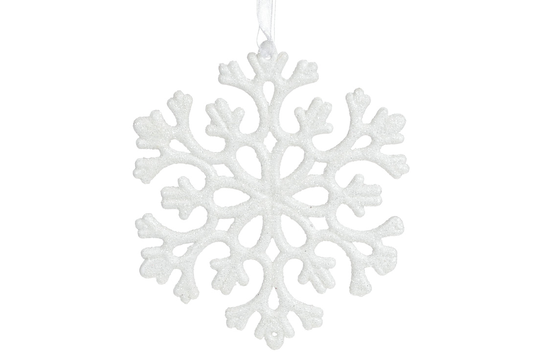 Ялинкова прикраса Сніжинка 12см, колір - білий