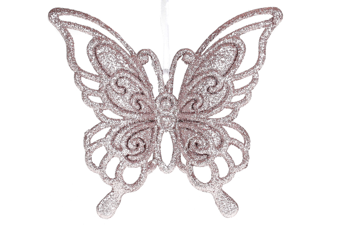 Ялинкова прикраса Метелик 14см, колір - рожевий