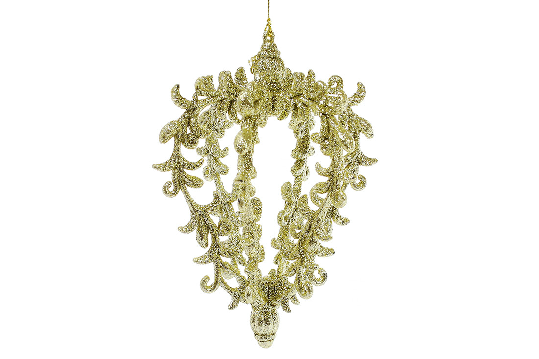 Ялинкова прикраса Ліхтарик 15.5см, колір - світле золото