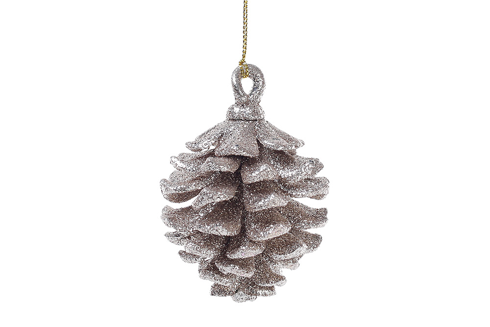 Ялинкова прикраса Шишка 8см, колір - шампань