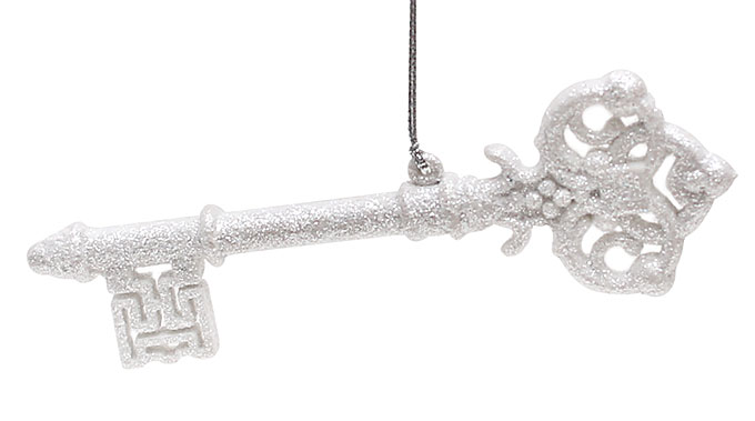 Ялинкова прикраса Ключик 14см, колір - білий