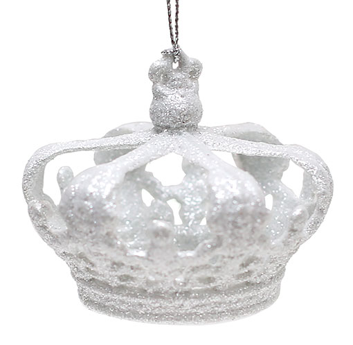 Ялинкова прикраса Корона 8см, колір - білий