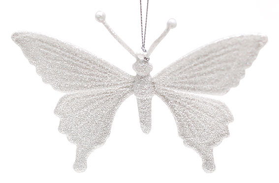 Ялинкова прикраса Метелик 15см, колір - білий