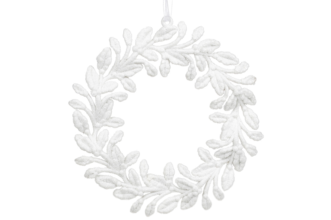 Ялинкова прикраса Вінок 14см, колір - білий