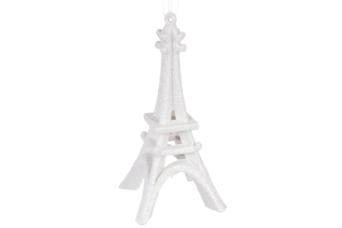 Ялинкова прикраса Ейфелева Вежа, 13.5см, колір - білий