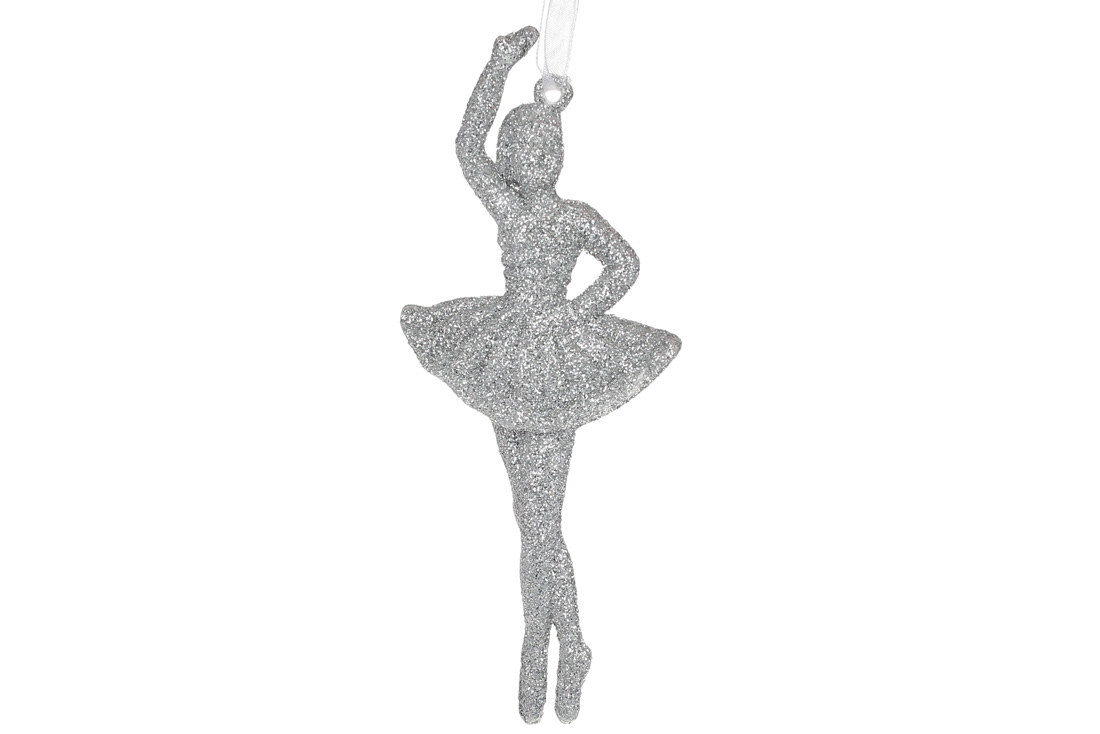 Ялинкова прикраса Балерина 14см, колір - срібло