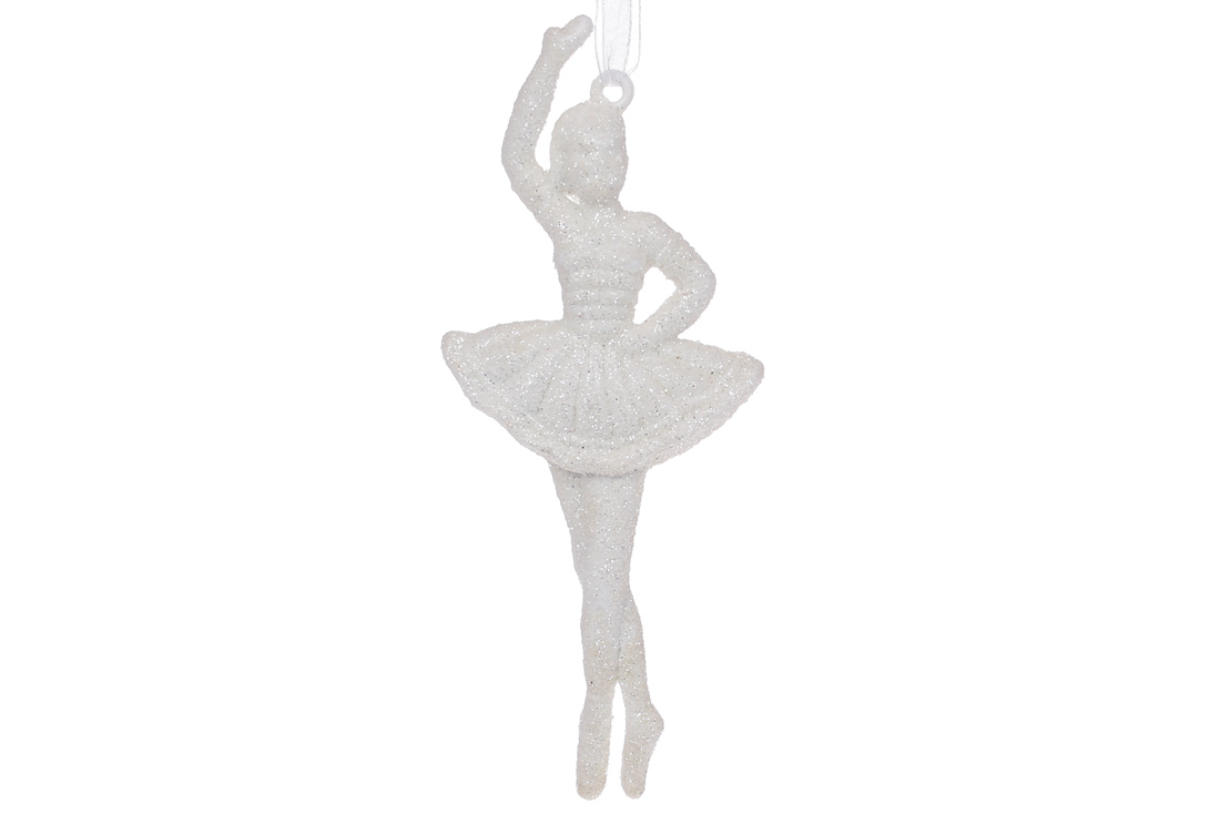 Ялинкова прикраса Балерина 14см, колір - білий