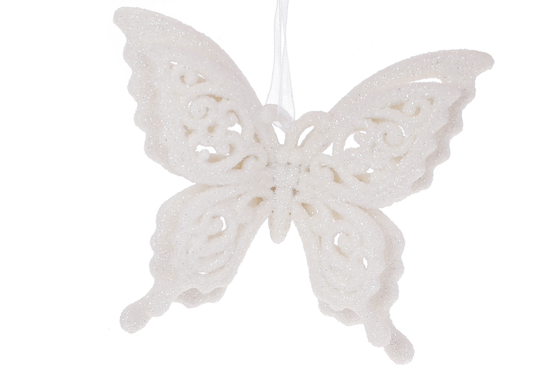Ялинкова прикраса Метелик 8см, колір - білий