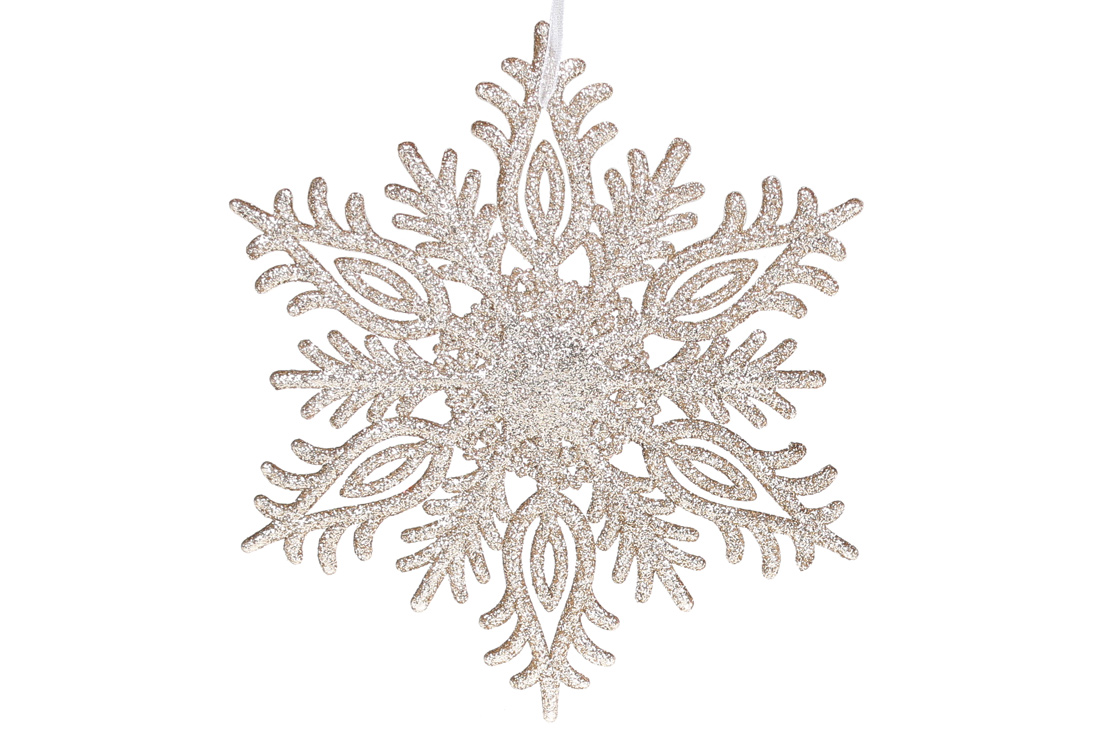 Ялинкова прикраса Сніжинка, 18см, колір - шампань