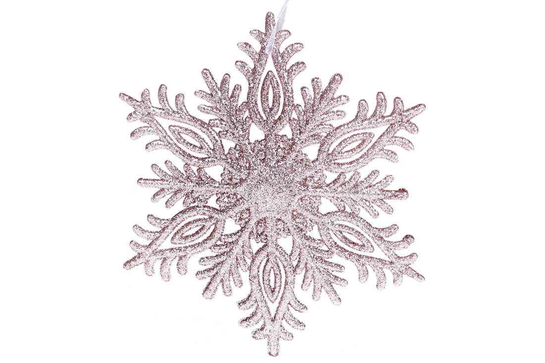 Ялинкова прикраса Сніжинка, 18см, колір - світло-рожевий
