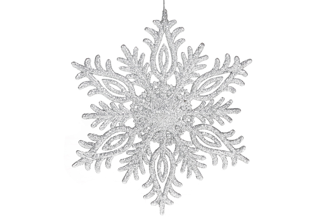 Ялинкова прикраса Сніжинка, 18см, колір - срібло
