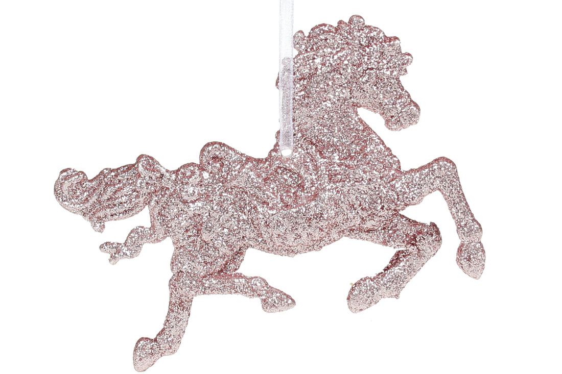 Ялинкова прикраса Кінь, 12см, колір - світло-рожевий