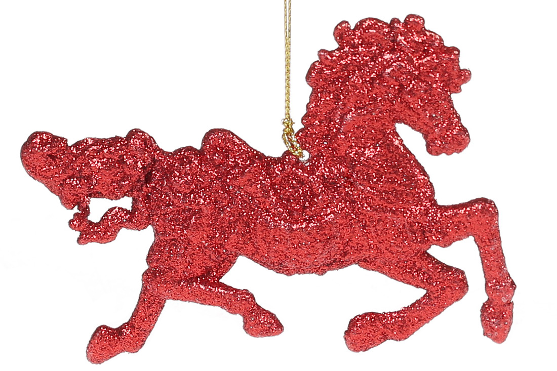 Ялинкова прикраса Кінь, 12см, колір - червоний
