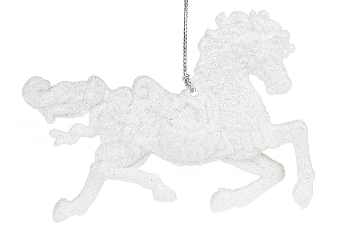 Ялинкова прикраса Кінь, 12см, колір - білий
