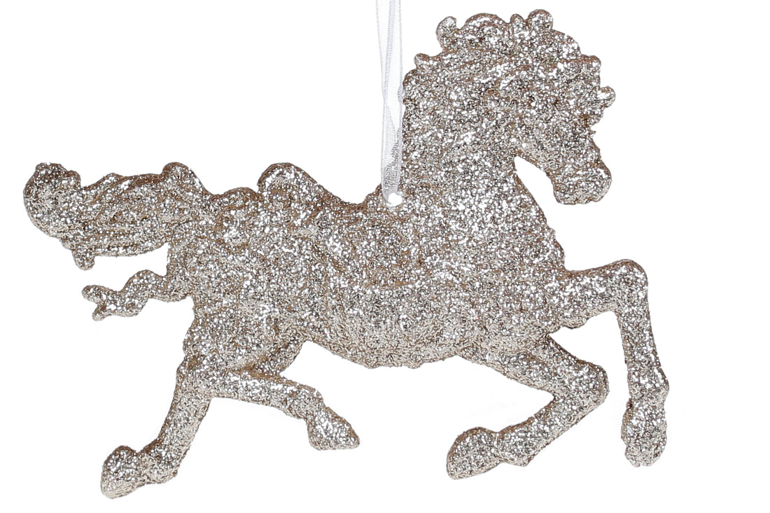 Ялинкова прикраса Кінь, 12см, колір - шампань