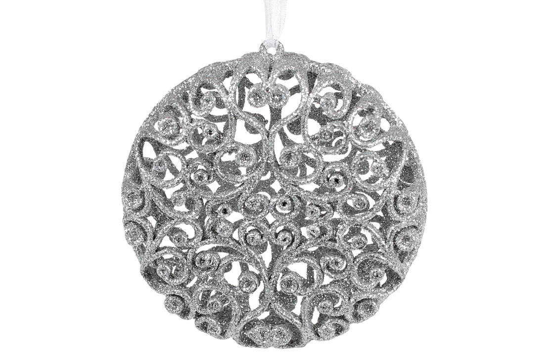 Ялинкова прикраса Ажур 9*4см, колір - срібло