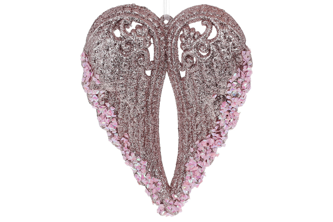 Ялинкова прикраса Крила 15см, колір - рожевий