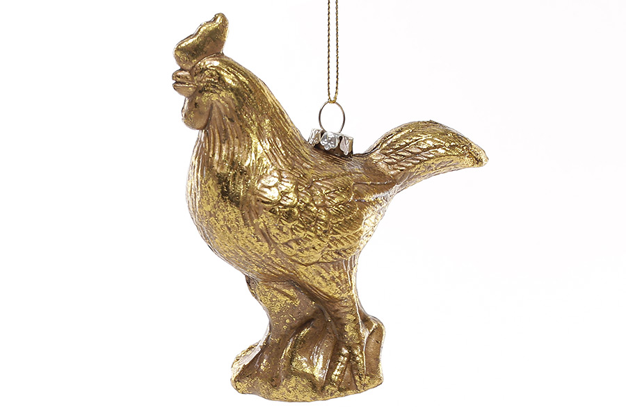 Ялинкова прикраса Півень, колір - античне золото