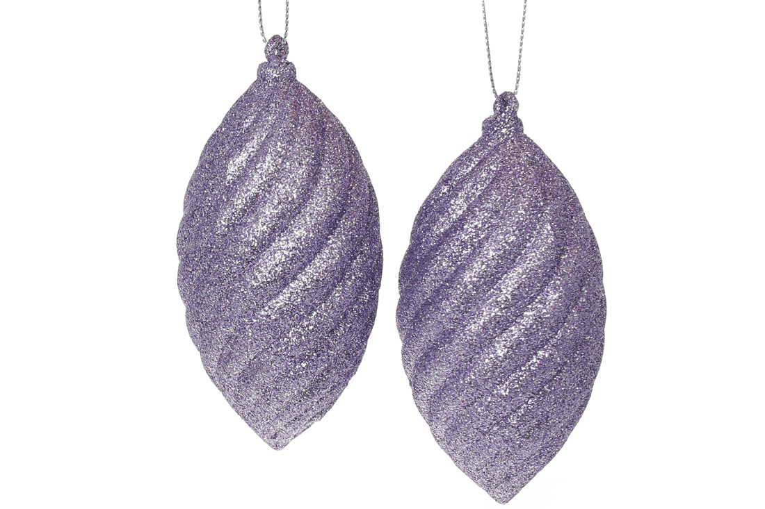 Набір (2шт) ялинкових прикрас 10см, колір - ніжно-ліловий гліттер