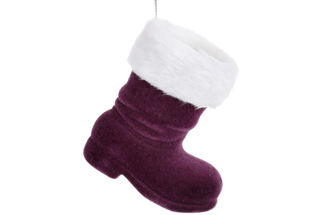 Ялинкова прикраса-кашпо Чобіток 11.5см, колір - темно-фіолетовий гліттер