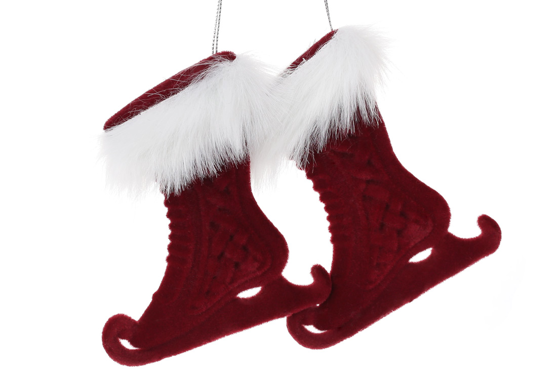 Набір (2шт) ялинкових прикрас Ковзани 12.5см, колір - велюр