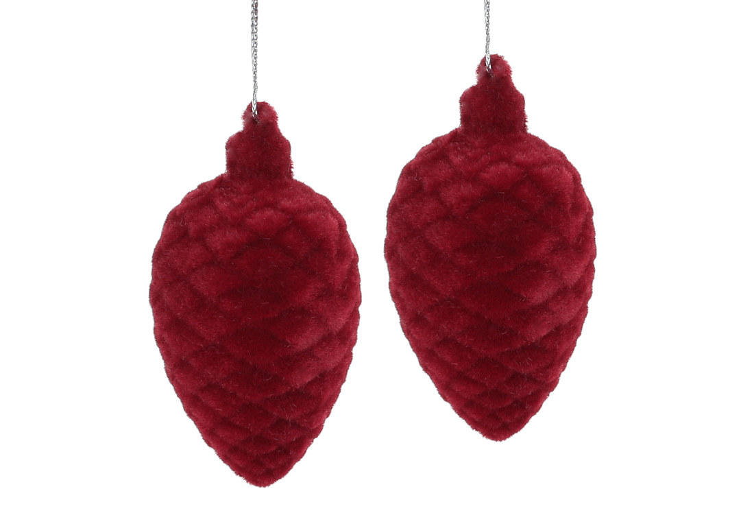 Набір (2шт) ялинкових прикрас 7.5см, колір - велюр