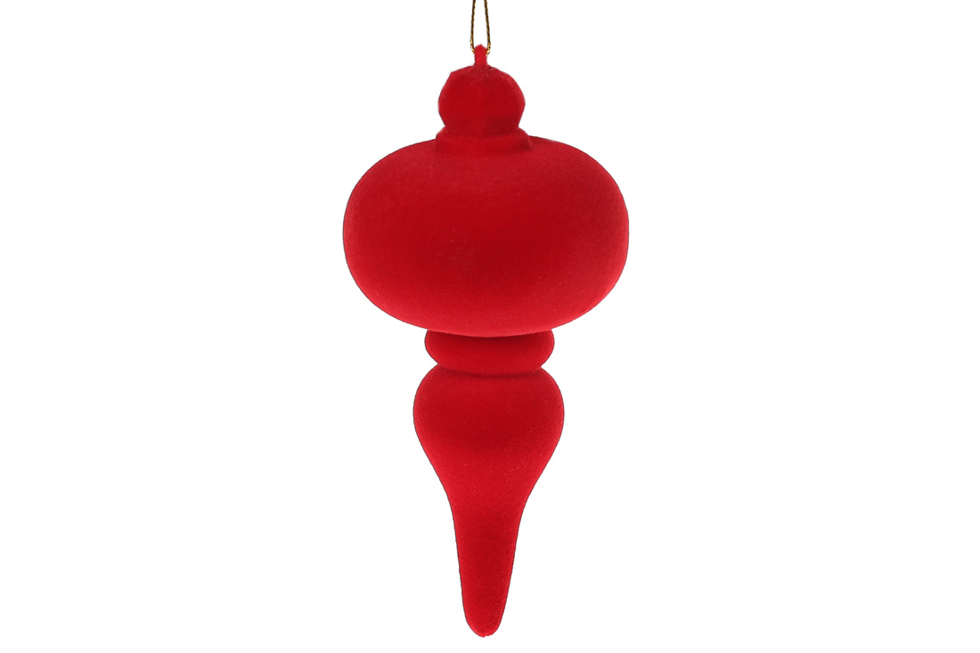 Ялинкова прикраса 15см, колір - червоний велюр