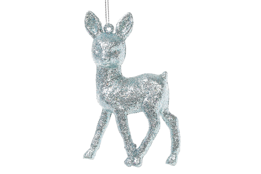 Ялинкова прикраса Оленя, колір - ніжно-блакитний гліттер