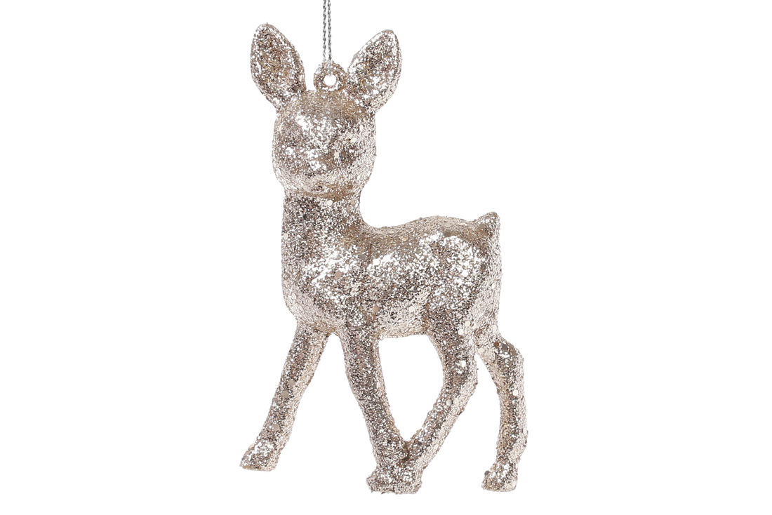 Ялинкова прикраса Оленя, колір - шампань гліттер