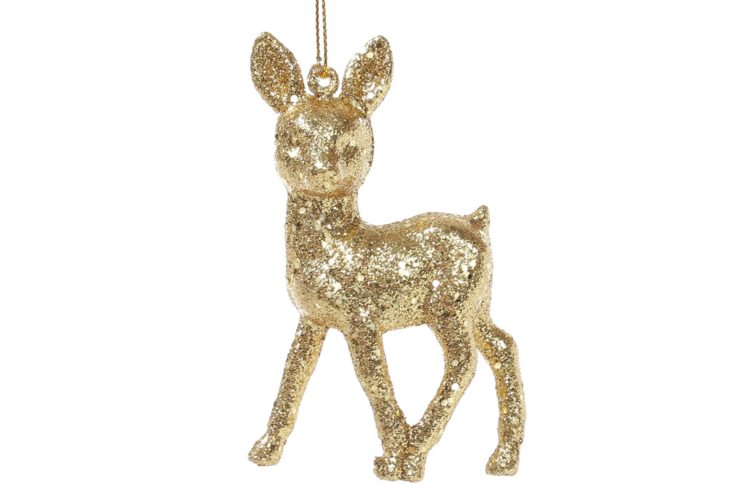 Ялинкова прикраса Оленя, колір - золотий гліттер