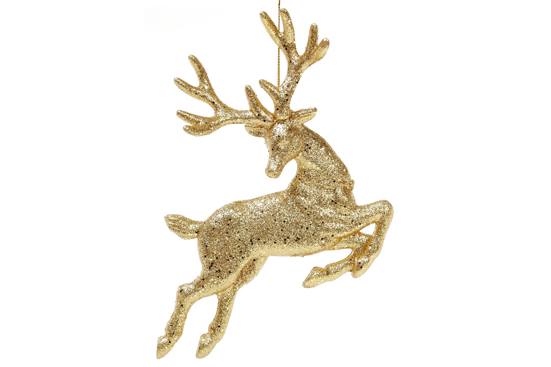 Ялинкова прикраса Олень, колір - золотий гліттер
