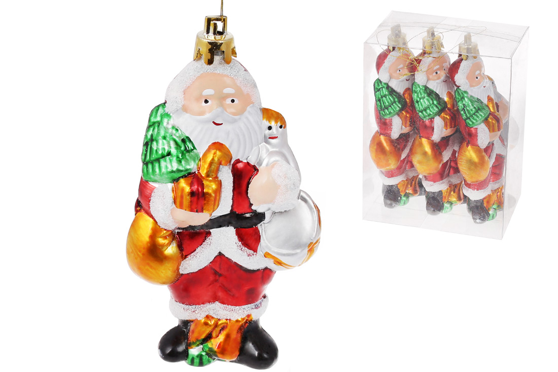 Набір (3шт) ялинкових іграшок Дід Мороз, 10см