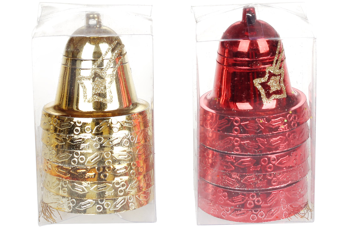 Набір (6шт) ялинкових прикрас Дзвіночок 6см, 2 дизайни