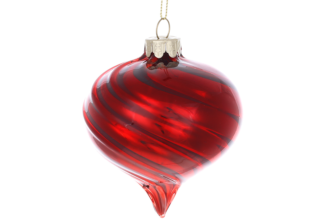 Ялинкова прикраса Цибуля, 8см, колір - червоний перламутр