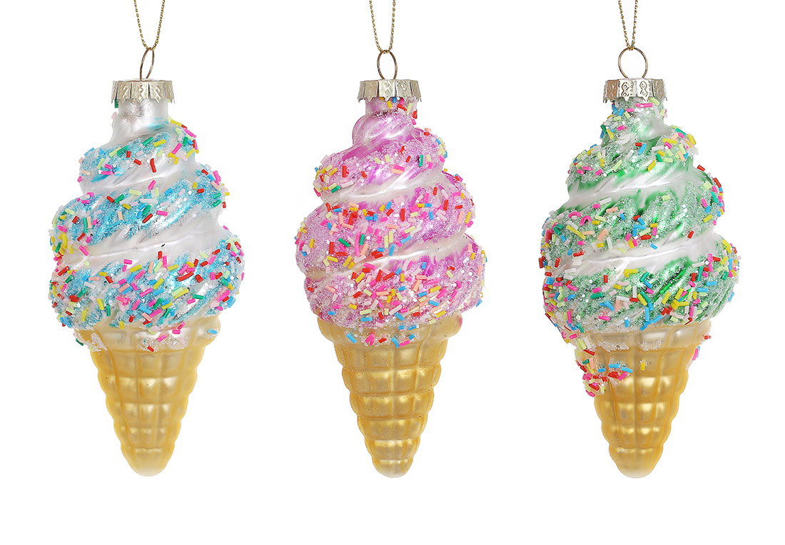 Ялинкова прикраса Рожок з декором з бісеру 6*12.5см, 3 дизайну