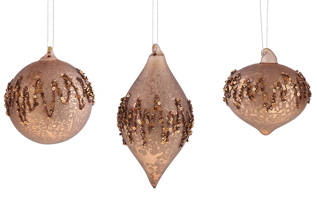 Ялинкова прикраса куля, олива, цибуля в асортименті, 3 види, колір - гіркий шоколад