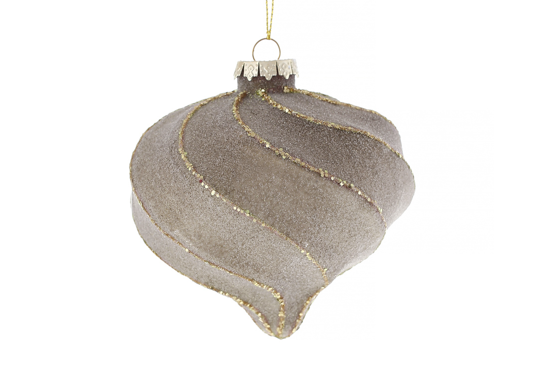 Ялинкова прикраса Цибуля із цукровим покриттям 10см, колір - коричневий мокко із золотом