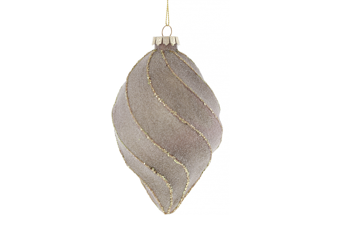 Ялинкова прикраса Бурулька із цукровим покриттям 8*13см, колір - коричневий мокко із золотом